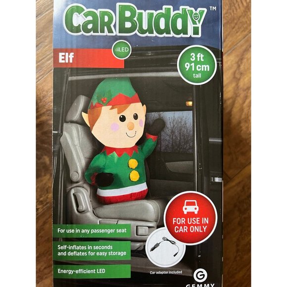 Christmas Inflatable Gemmy Airblown Elf Car Buddy 3 Foot New in box - Picture 2 of 4